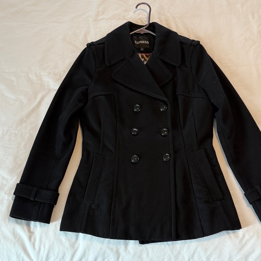 Express Women's Elegant Black Peacoat